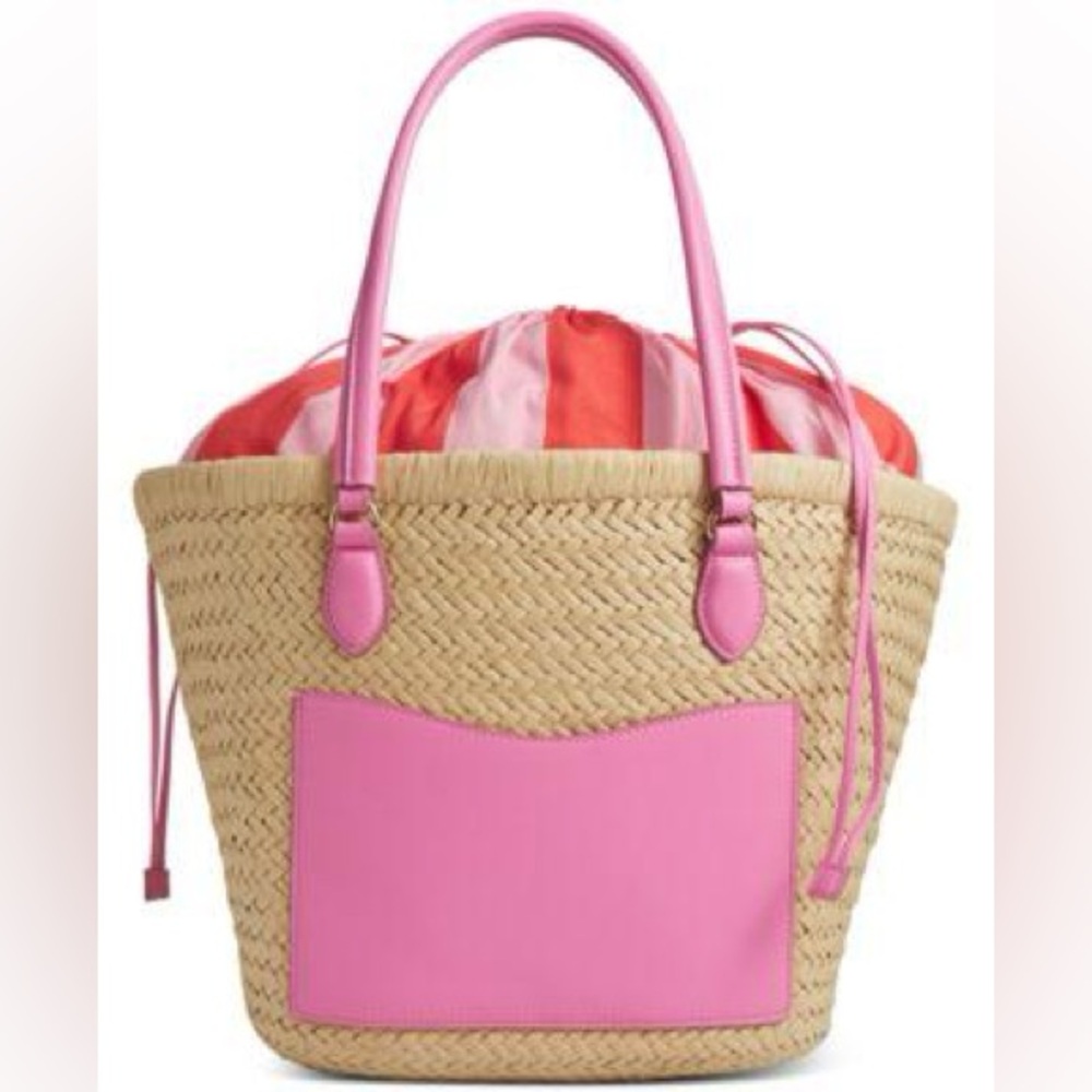 On 34th Isabellaa Straw Medium Drawstring Tote